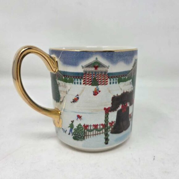 Anthropologie Philly holiday in the city stoneware Christmas mug Philadelphia 2 - Picture 3 of 7